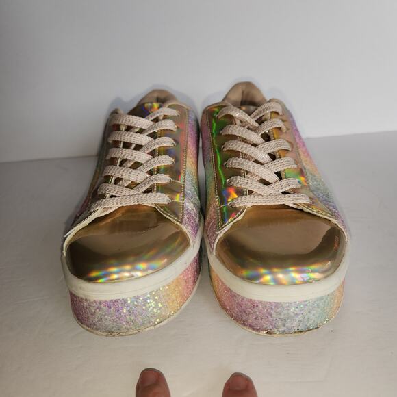 UUBARIS Fashion Sneaker Womens 7.5 Neon Pastel Glitter Wedding Spring Summer - Picture 4 of 12